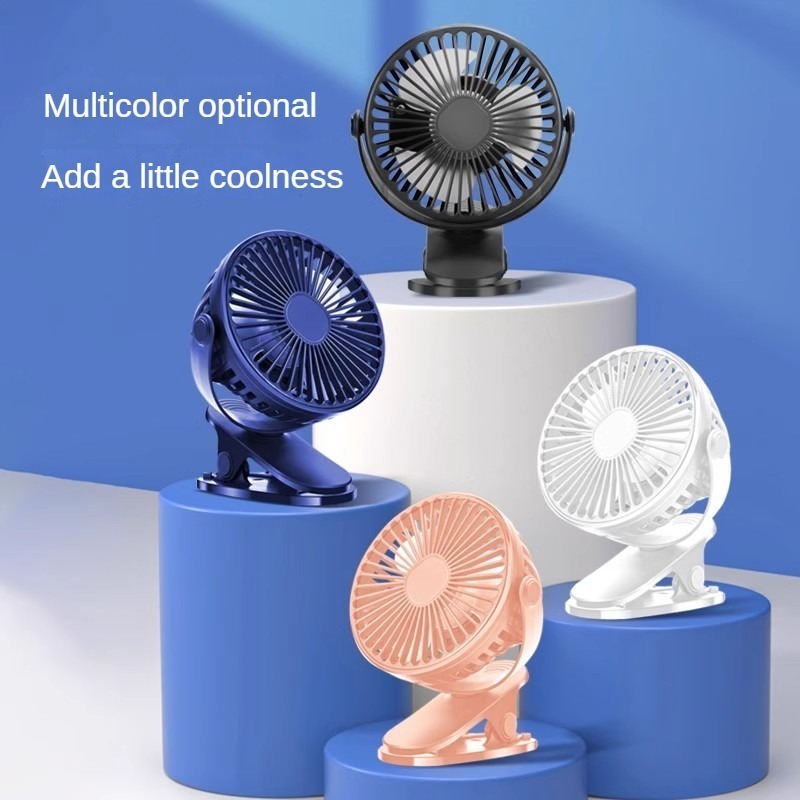 720° Spin LED Light Portable Hand Mini Clip Cooling Fan Baby Stroller Office Table USB Charge Small Kipas