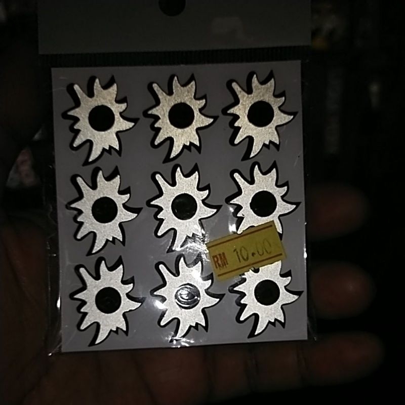 Stiker motor kereta kesan tembakan bullet reflect