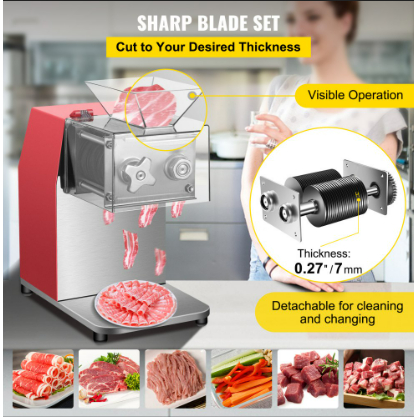 Self pickup Commercial Electric Meat Slicer Machine Vegetables, Meat, and Cabbage - 1100W Stainless Steel Meat Cutter