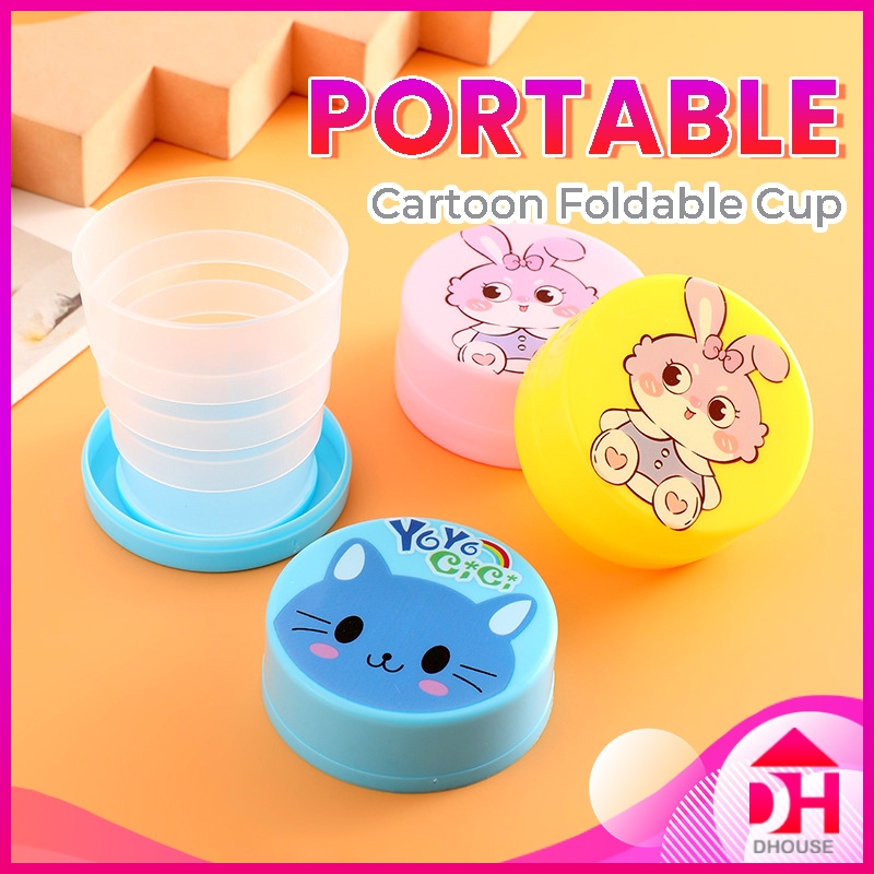 Mini Portable Cute Cartoon Cup Foldable Collapsible Travel Outdoor Camping Picnic Kids Water Drinking Cawan Lipat 迷你折叠杯子