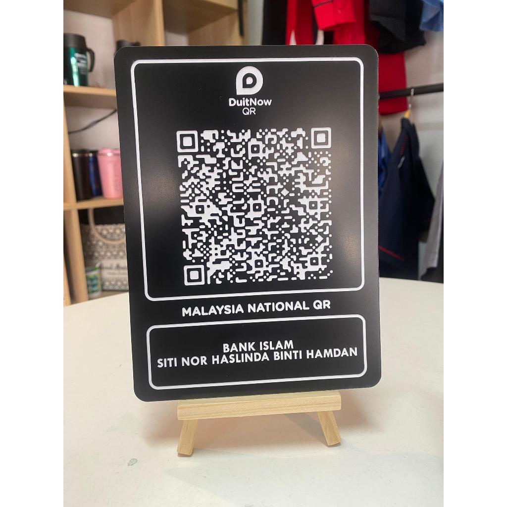 Engrave QR CODE + STAND / MAE PAY SCAN / QR PAY /QR KOD Ewallet