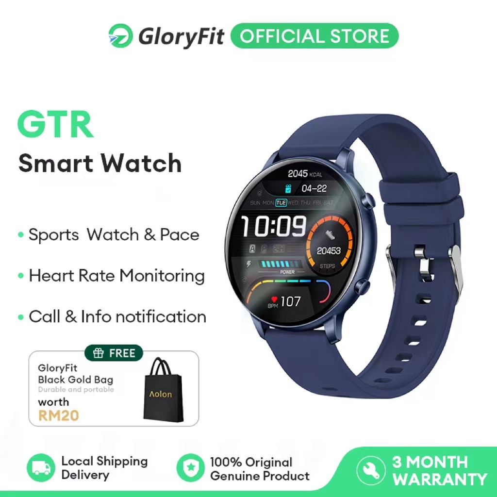 GloryFit GTR Smart Watch Bluetooth Call Watch (1.39") Men Women DIY Wallpaper Heart rate Monitoring Sports Smartwatch