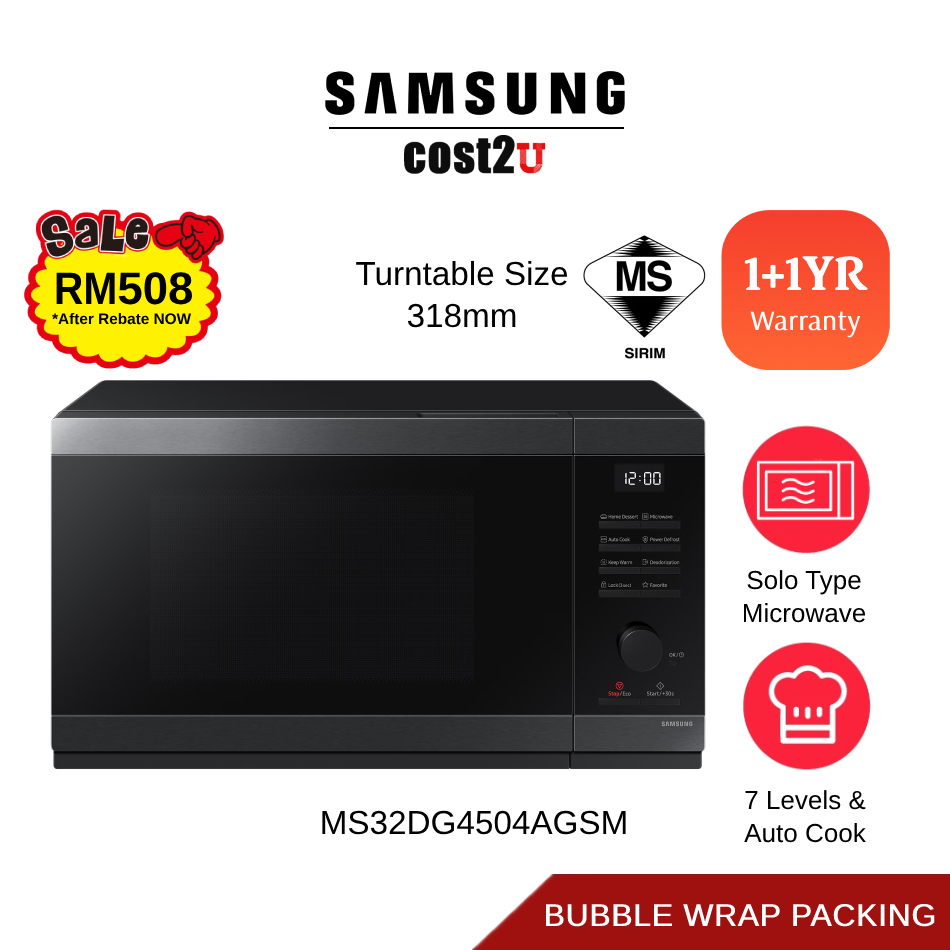 [New] Samsung 32L Solo Microwave Oven with Auto Cook | MS32DG4504AGSM (Ketuhar Gelombang Mikro Food Defrost Dessert 微波爐