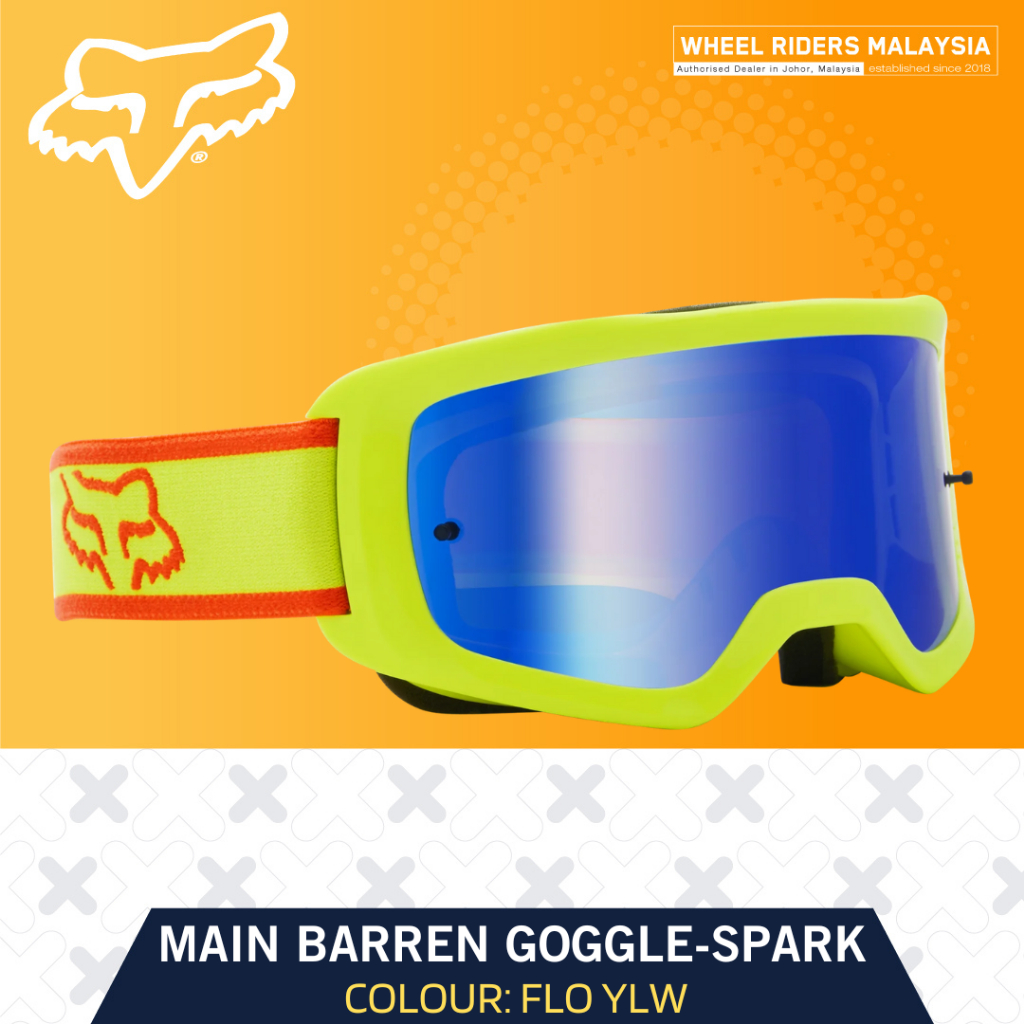 Fox Main Barren Goggle-Spark Flo Yellow Motocross Goggle Ready Stock Original