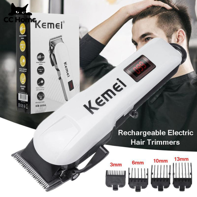 Kemei 809A Stainless Steel Cutter Hair Trimmer LCD Display Electric Hair Clipper Wireless Hair Trimmer