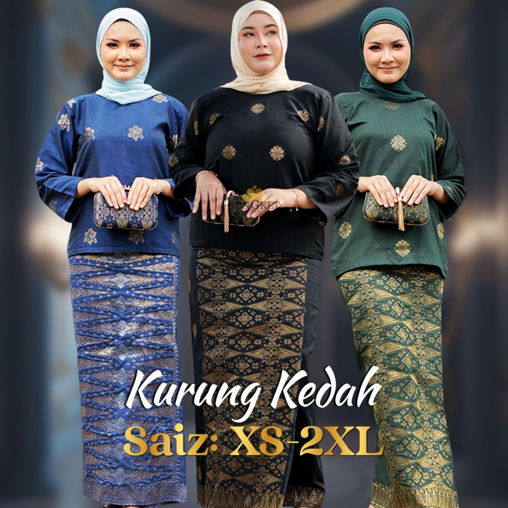 (XS-2XL) kurung Kedah Kurung Songket Baju Kurung pendak Baju Raya2024 Songket tenun