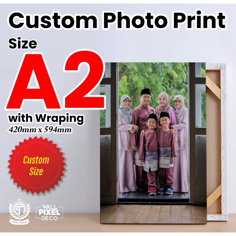 Frame Gambar Siap Printing Saiz A2 Custom Gambar Sendiri Gambar Raya, Perkahwinan, Pertunangan Foto PrintingHot Seller