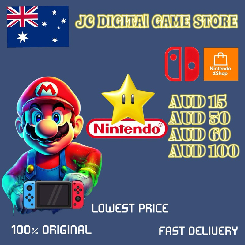 Nintendo switch AUSTRALIA digital gift card AUD 15-100