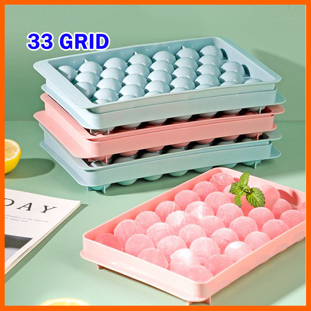 33 Holes Ice Ball Tray Ice Tray Ice Cube Maker Round Ice Mould Baby Food Puree Mold Container Acuan Jelly Ball Besar