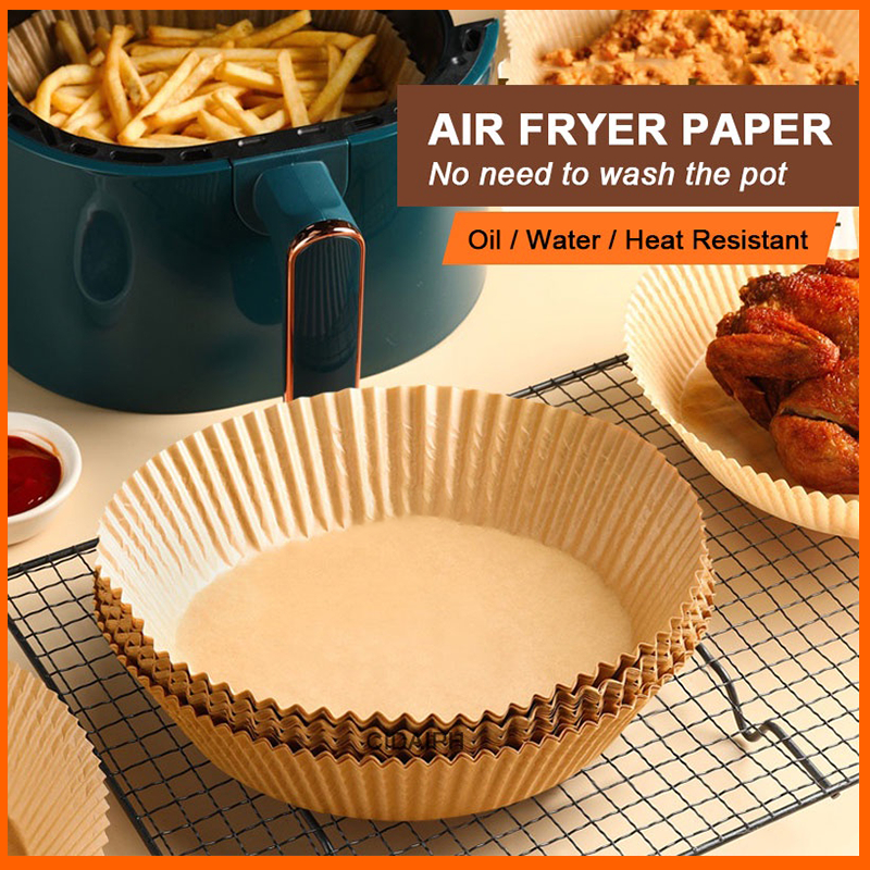 100pcs 20cm Air Fryer Paper Disposable Baking Papers Non-Stick Steamer Round Parchment Paper Liners Kitchen Accessories