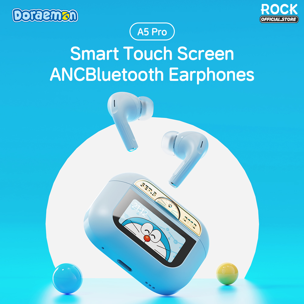 ROCK Doraemon A5 Pro TWS Smart Touch Screen ANC Bluetooth Earphones