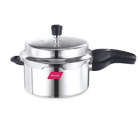 Preethi Outer Lid Stain Steel Pressure Cooker (3 Litres & 5 Litres) (Compatible Gas & Induction Base)