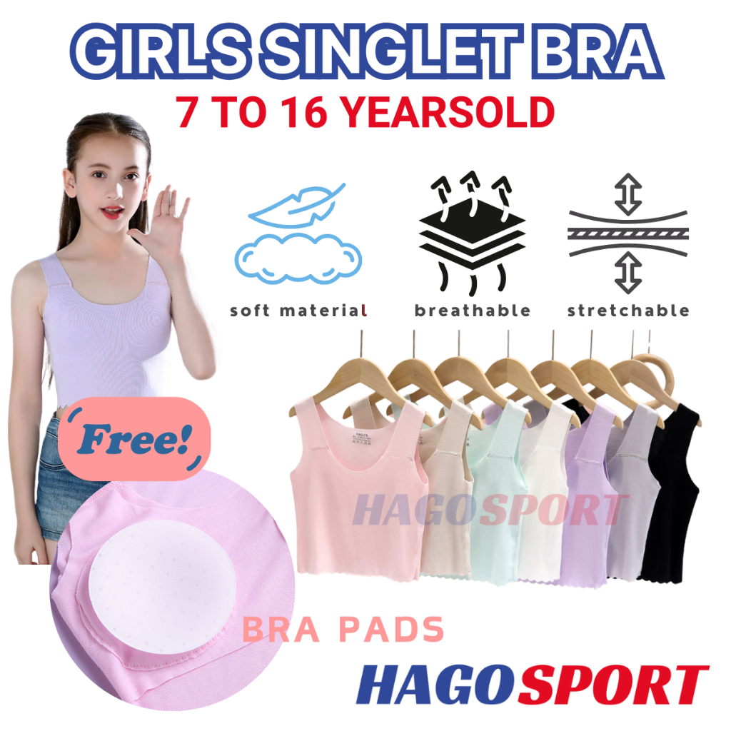 Kids cotton training bra sekolah kids vest girls singlet bra underwear innerwear 背心女童