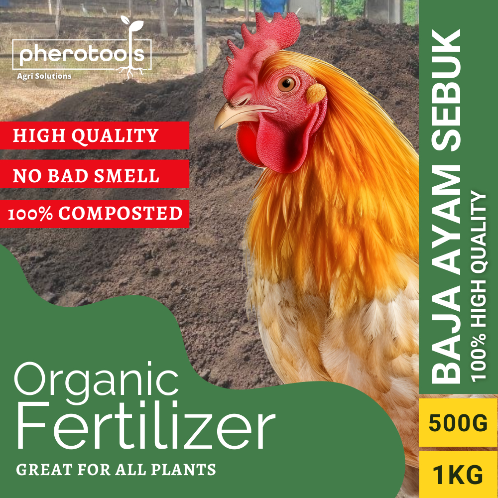 BAJA ORGANIK 1KG PREMIUM Tahi Ayam Serbuk Proses Chicken Manure Organic Fertilizer Baja Subur Pherotools