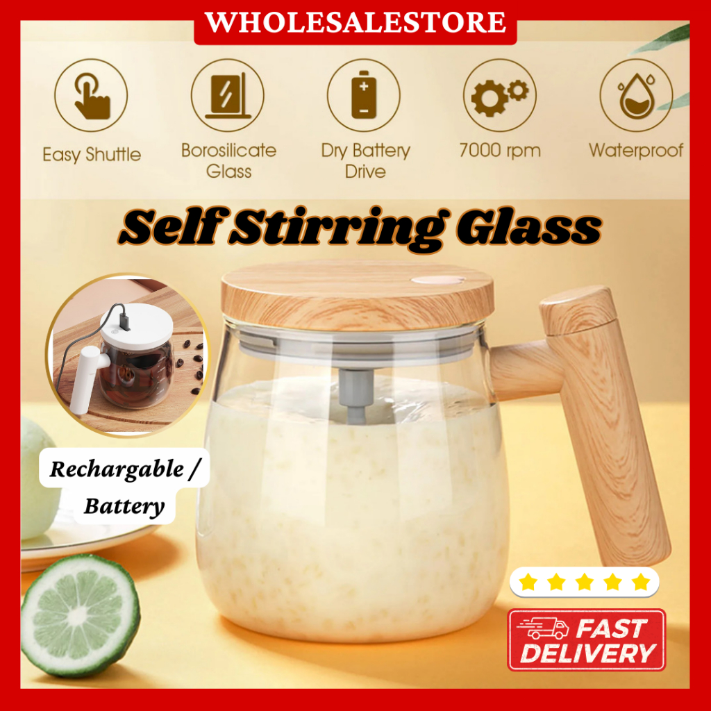 400ml Self Stirring Mug Powder Mixer Electric Rechargable Coffee Tea Milk Cup Glass Handle 自动搅拌杯