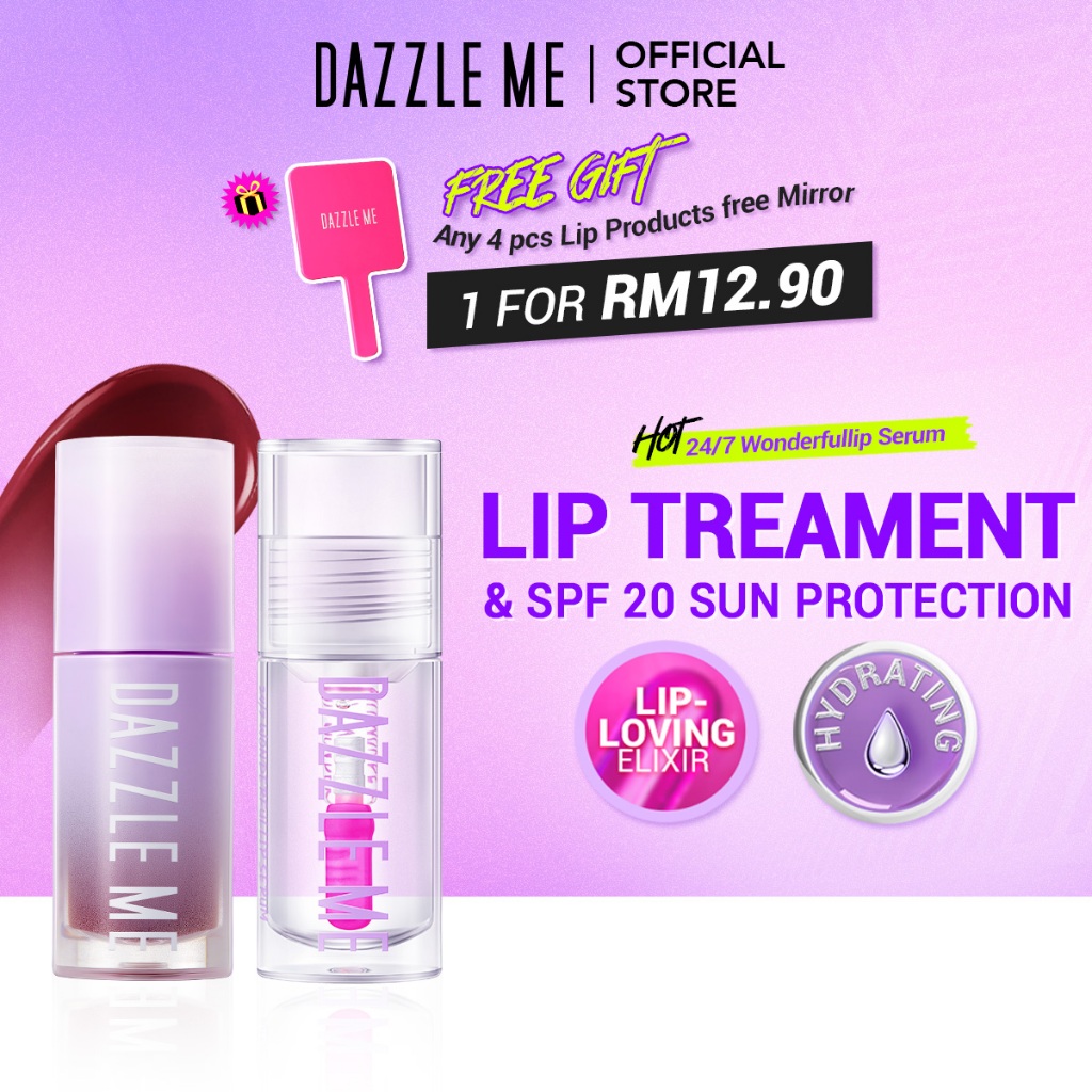 [MUST BUY!!] DAZZLE ME 24/7 Wonderfullip Serum Hydrate Lips with Color Changing Lip Serum 2g