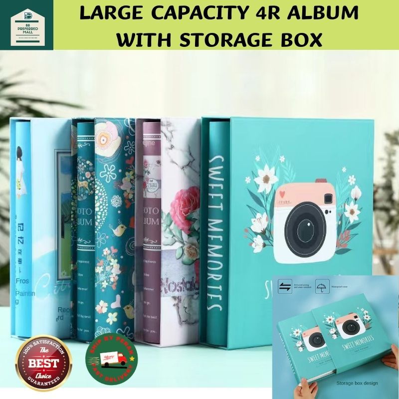 4R Photo Album 200pcs Interleaf Type Children Growth Commemorative Books Large Capacity Home Album with Storage Box