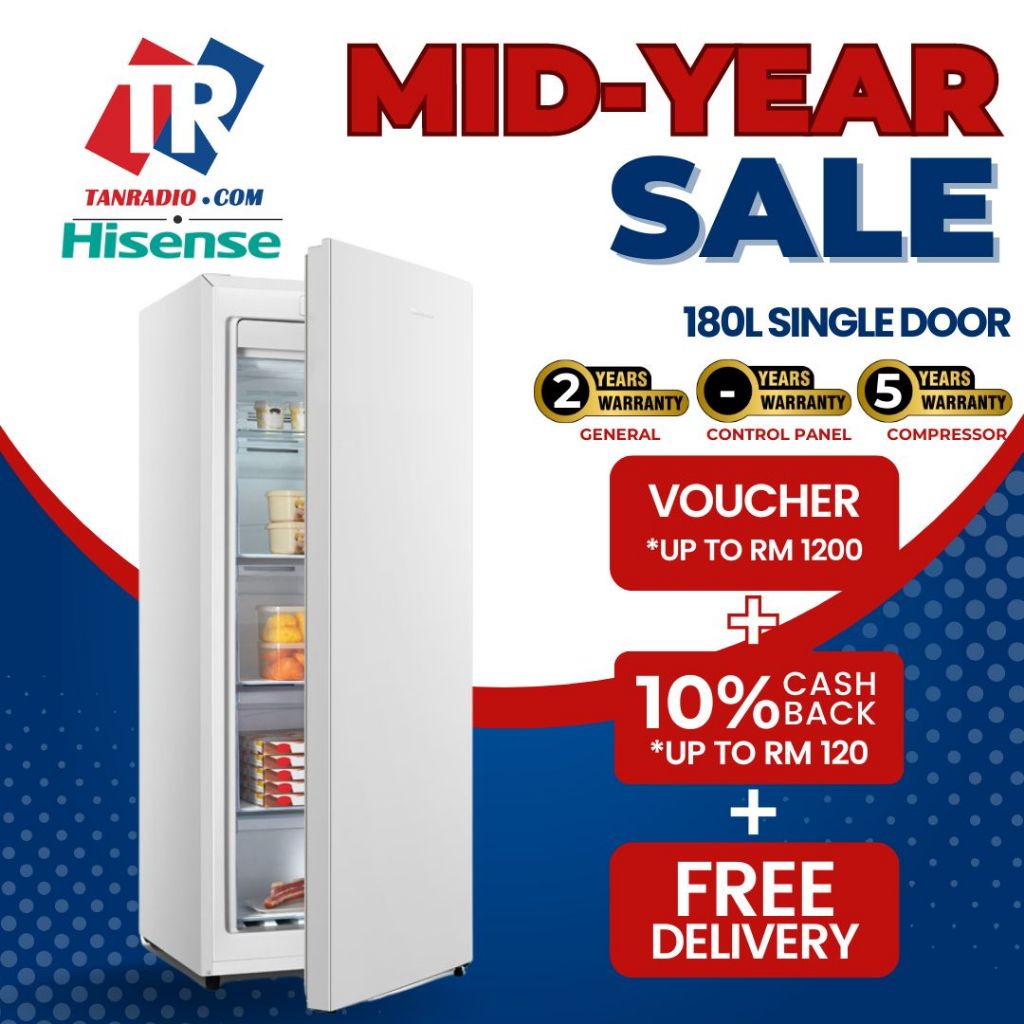 【Mid Year Sale + Free shipping】Hisense Upright Freezer (180L) FV188