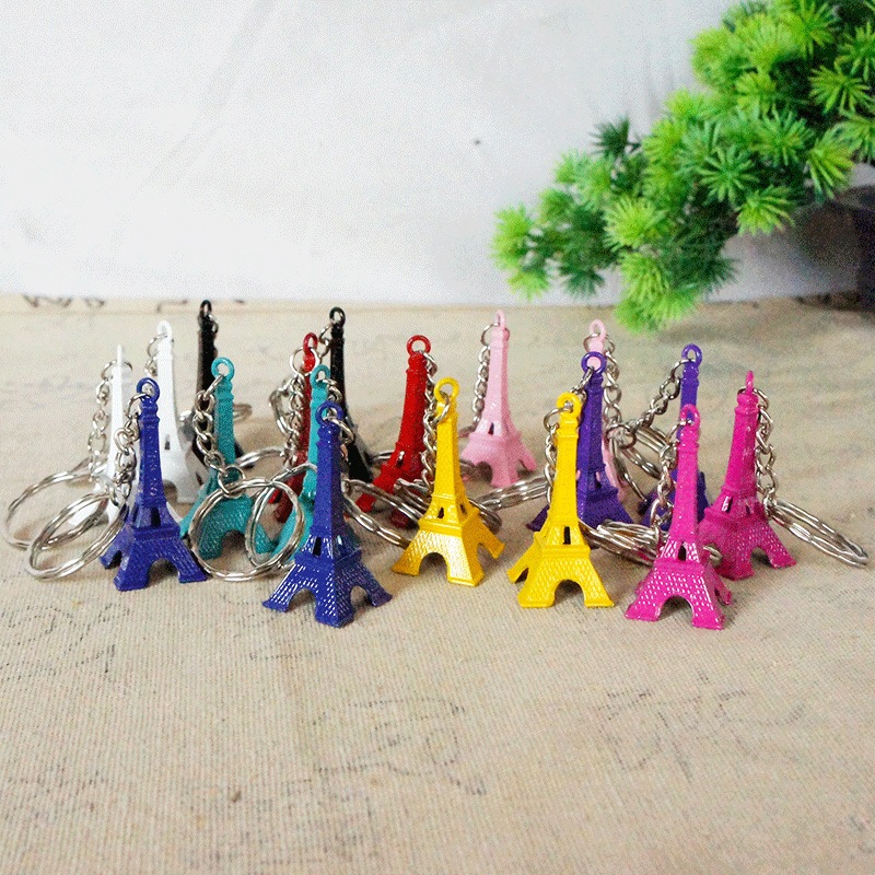 Gold Silver Bronze Colourful Paris France Eiffel Tower Keychain Keyring Car Motorcycle Gift Souvenir 巴黎铁塔 埃菲尔 铁塔 钥匙圈 钥匙扣