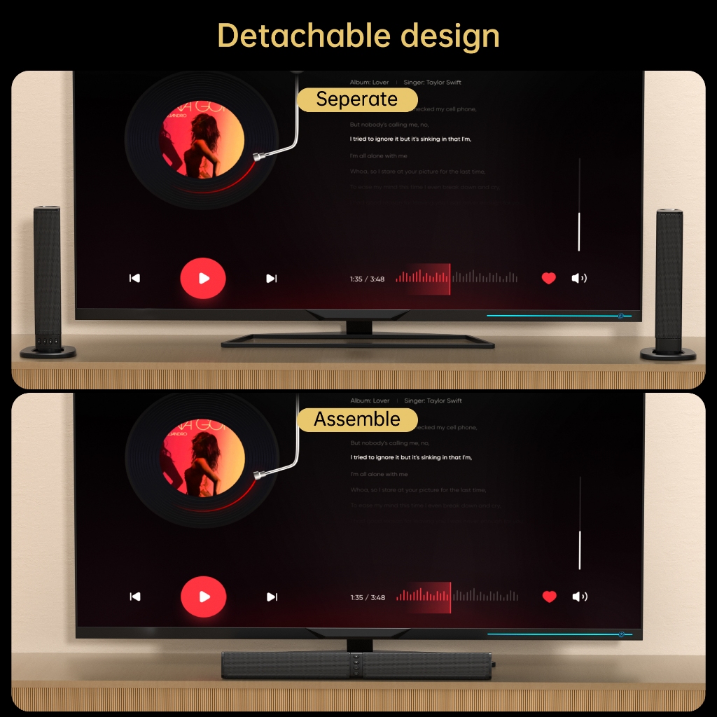 V4.0 Soundbar with sub woofer Separable speaker tv Home teater speaker system Surround speaker Stereo speaker Bluetooth