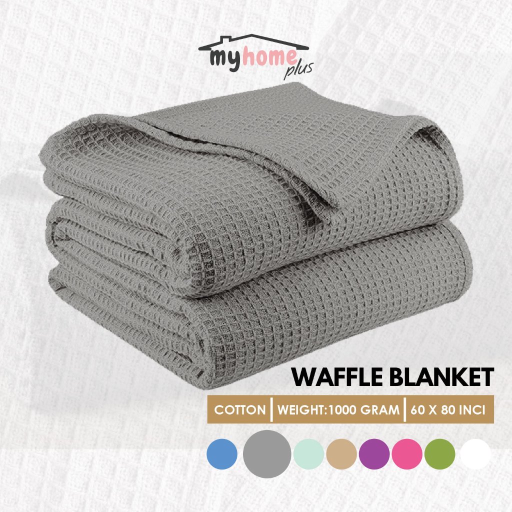 MHP Waffle Combed 100% Cotton Blanket 60"x80"| Super Single Size Selimut Viral Thermal Hospital Blanket | Cozy & Soft