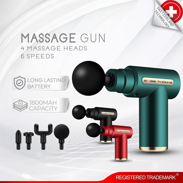 [Shopee Choice] Swiss Thomas Massage Gun Relaxation 4 Massage Head 6 Speeds LED Display