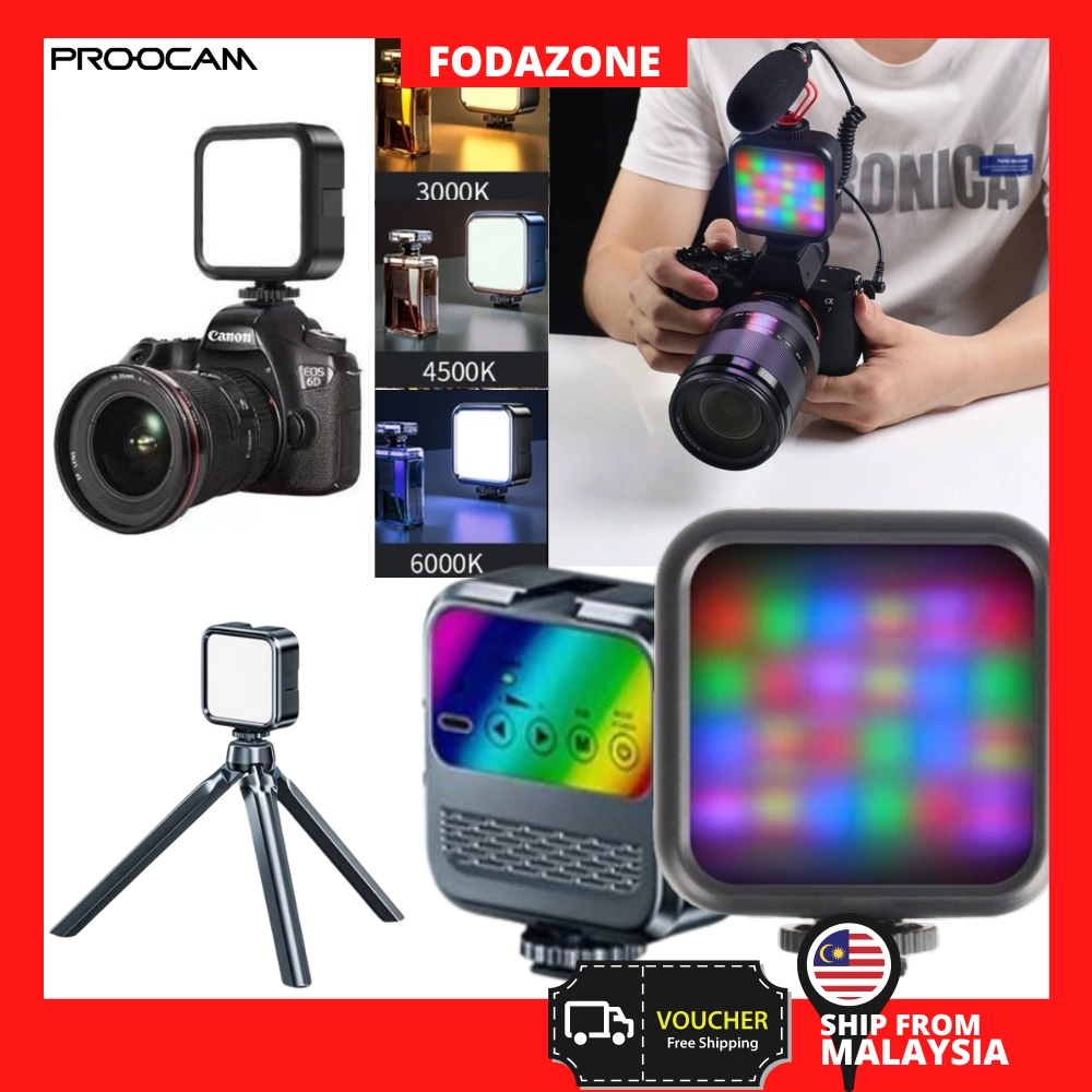 READY STOCK PROOCAM Small Led RGB Video Light Hot Shoe Camera Phone Shooting Studio Product Photography Live Vlog WL