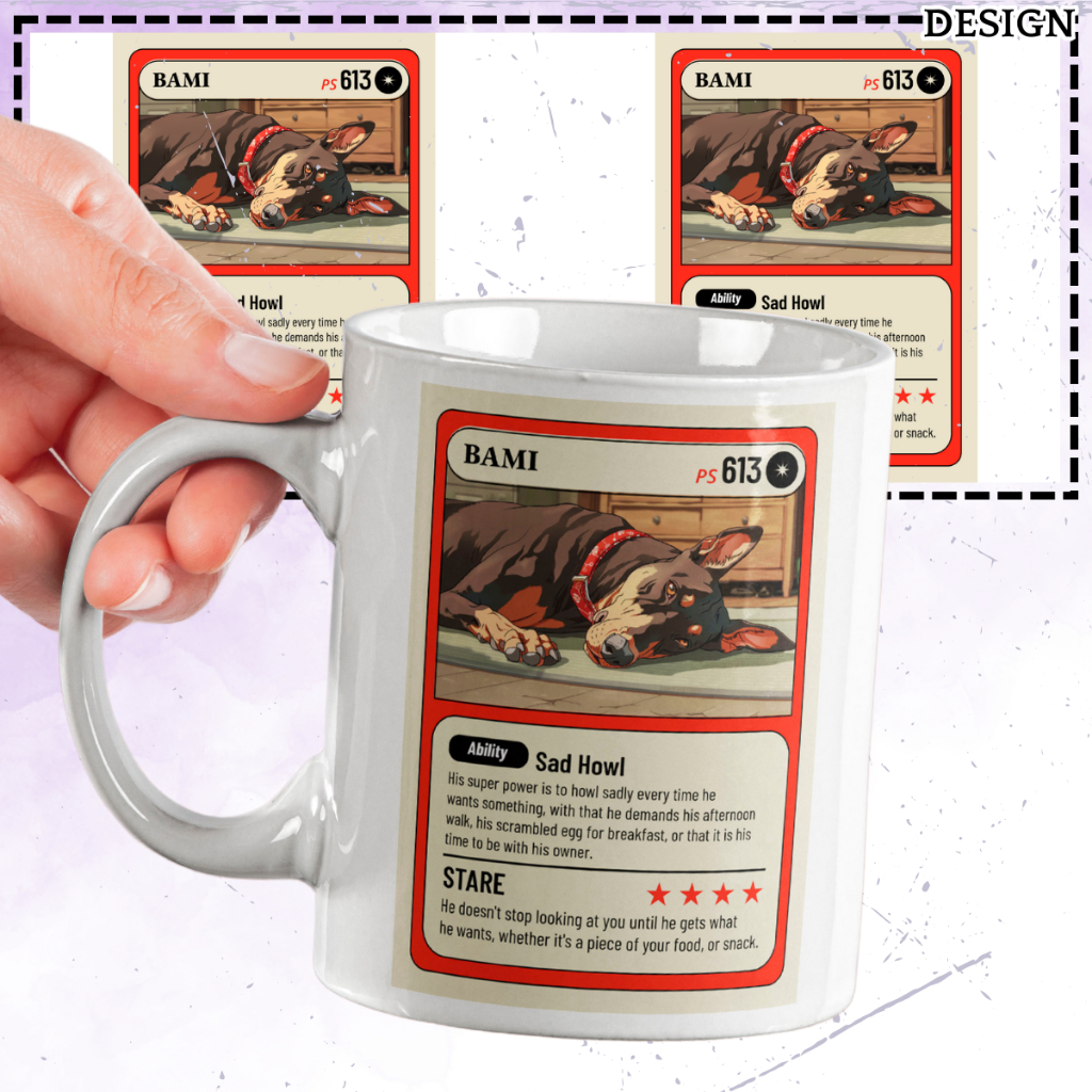 [P07-103] CUTE MUG - TRADING CARD DOBERMAN CERAMIC WHITE MUG GIFT IDEA FREE ADD NAME/TEXT