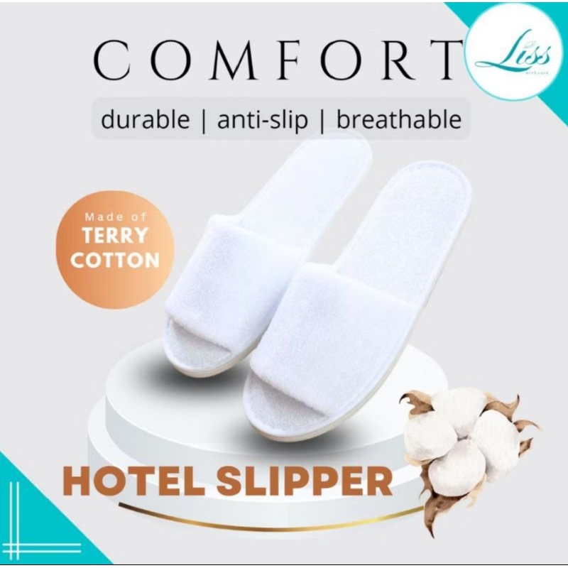 High quality turkish cotton Luxury Slippers in White Large Disposable use Hotel Guest House home