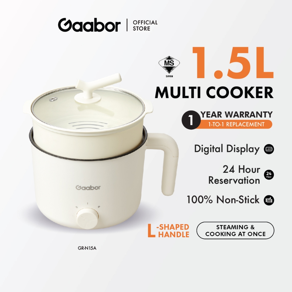 Gaabor Multifunctional Cooker Anti-Slippery Double Heat Control Non-Stick (1.5L/1.8L) GR-N15A