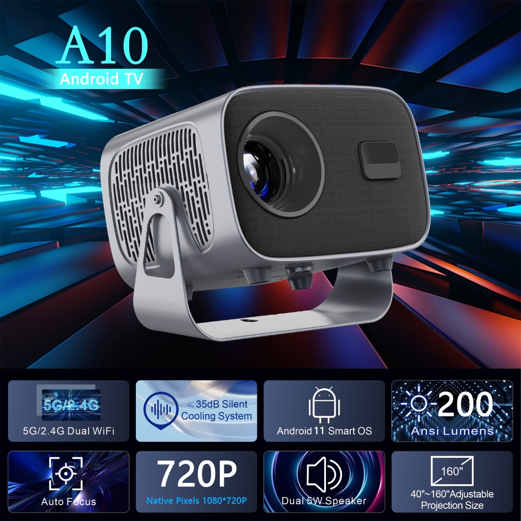 2024 Latest Android Projector LCD Projector 360° flip Full HD 1980P Smart Projector For Phone Home Theater Projektor 投影儀