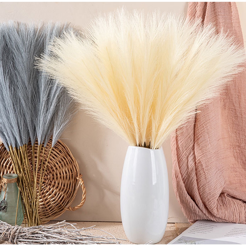 [More Colors] 12pcs Artificial Pampas 56cm Home Decor Display Indoor Fake Reed Wedding Decoration Table Flower Leaves