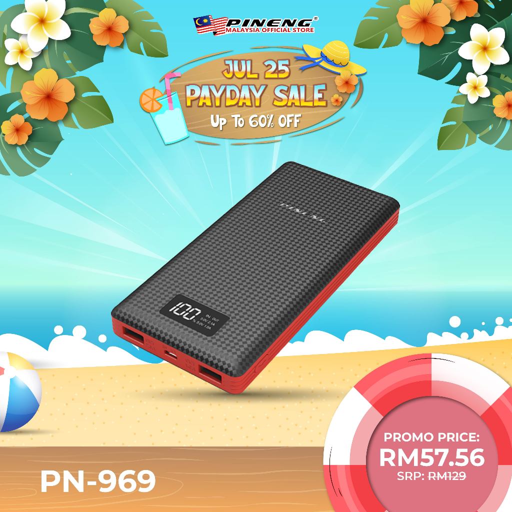 Pineng PN-969 Power Bank - Black / White (20000mAh)