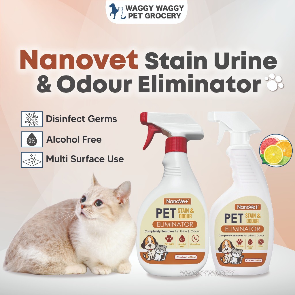 WaggyWaggy Nanovet Pet Stain Urine and Odour Eliminator 500ML for Cat and Dog