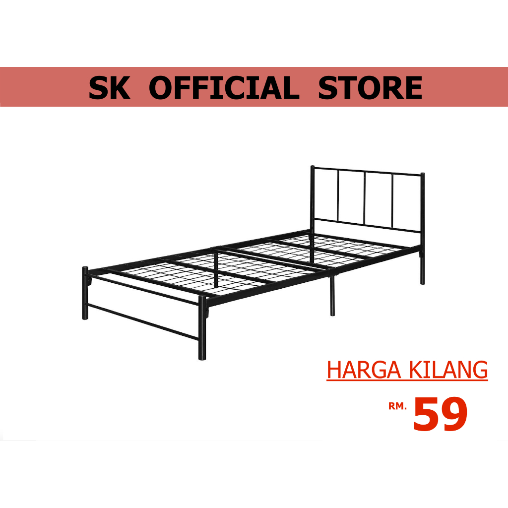 READY STOK (1 katil 1 order) Single Bed Frame/Metal Bed/Bedroom Furniture/Katil Single bujang besi murah hostel student