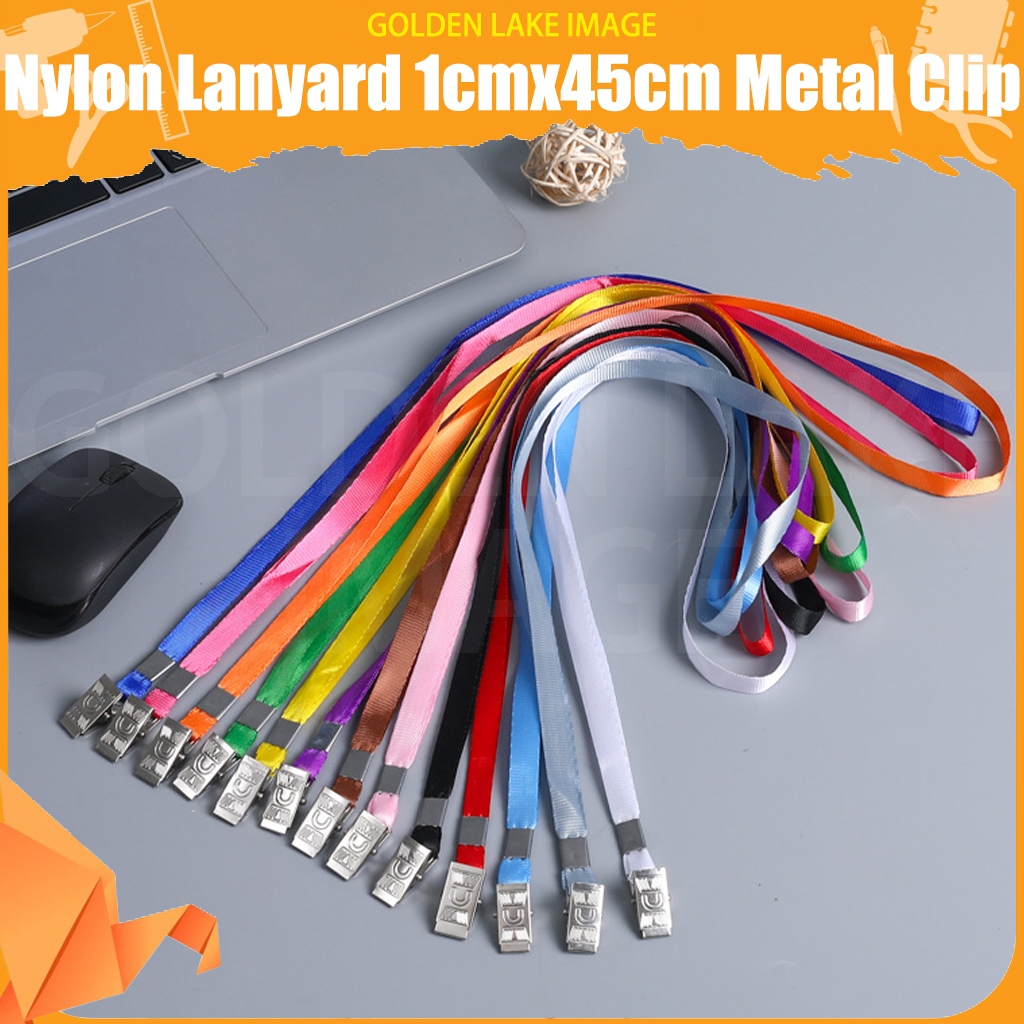 Metal Clip Nylon Lanyard 1cmx45cm Event Organizer Office Stationery Conference Tali Leher ID Card 金属夹挂绳
