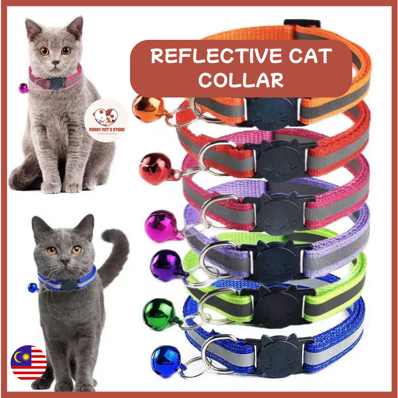 Rantai Kucing Pet Cat Reflective Collar Bell Kucing Adjustable Necklace Pet Neck Strap Dog Cat Rabbit
