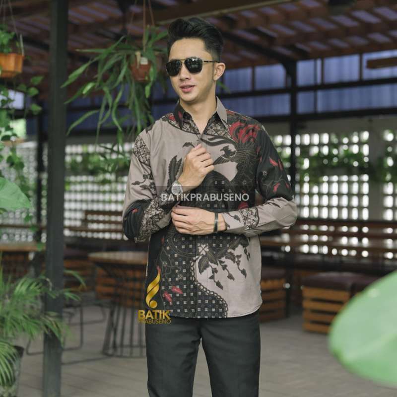 Preloved Premium Men Batik Lelaki Lengan Panjang Men Batik Shirt Slimfit Full Lapis Sogan Long Sleeve floral kemeja