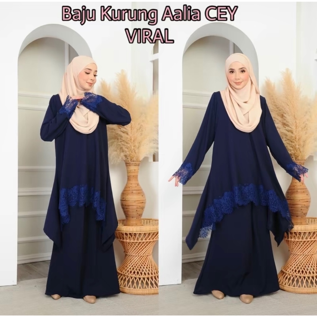 Baju kurung Aaliah with lace material CEY IRONLESS Clothing Sets Wanita Muslimah