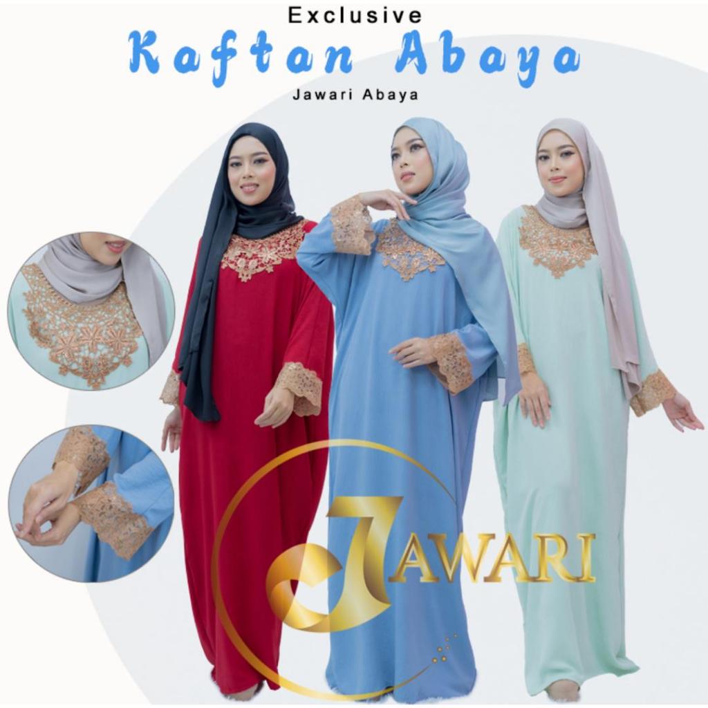 JAWARI Abaya Jubah Muslimah Abaya Dubai Lace Kaftan Ironless Jubah Baju Kaftan Cey Ironless Abayagirls