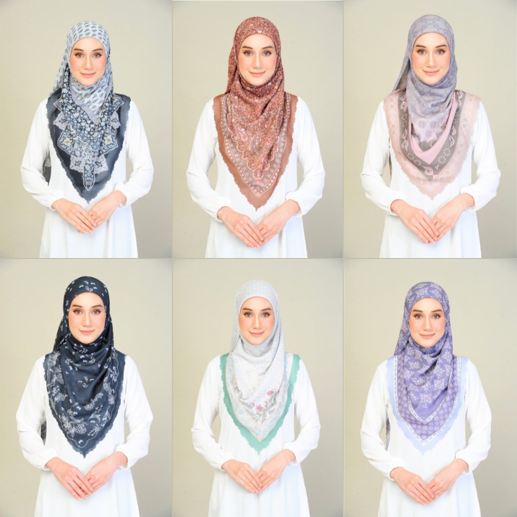 Bawal Cotton Laser Cut Printed Bidang 50/ Bawal Cotton Voile/ Hijab Segi Empat