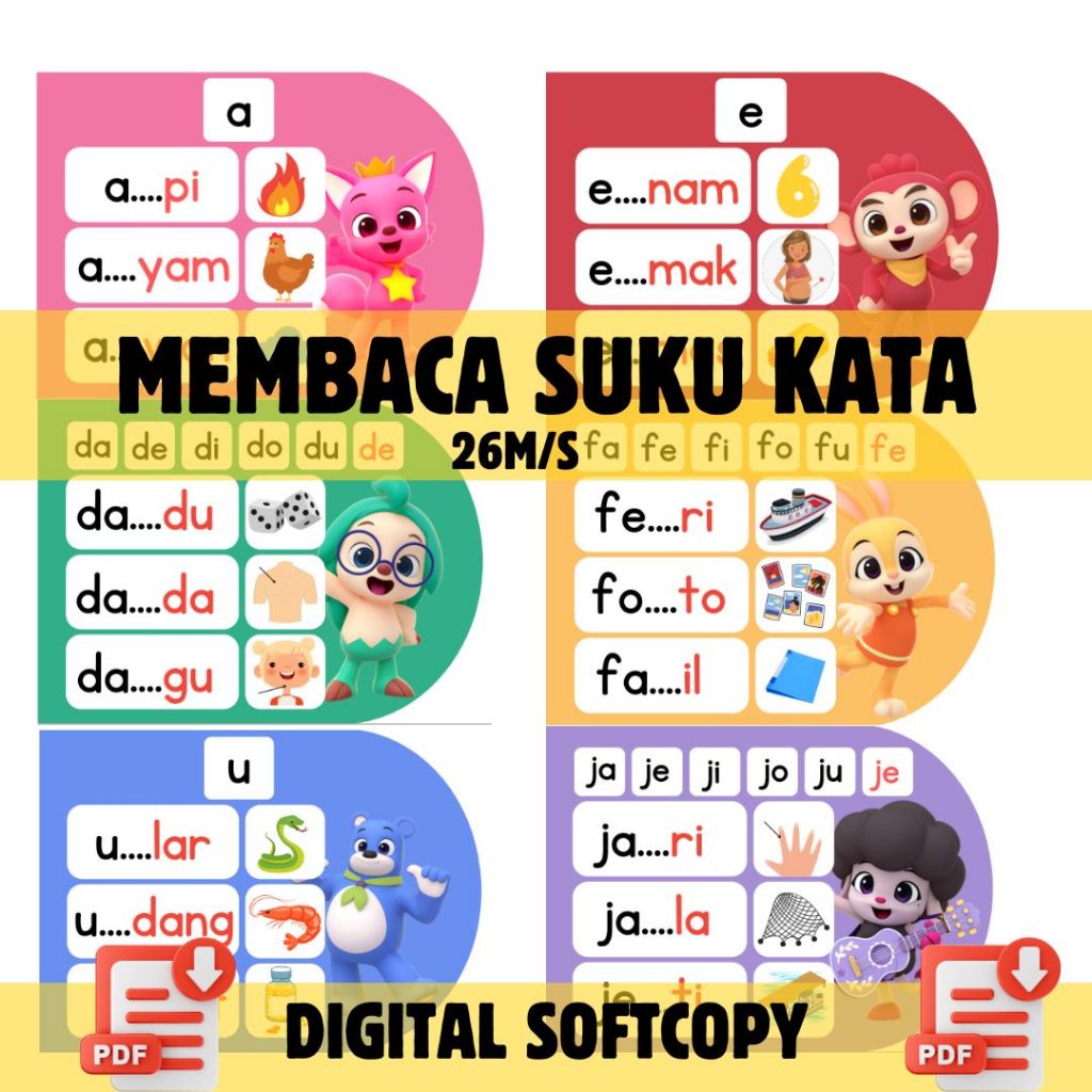 Z31- Kad Suku Kata I Belajar Membaca Suku Kata Prasekolah Tadika Bahasa Melayu