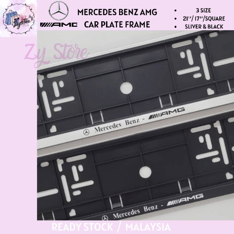 [READYSTOCK] 1pcs Mercedes Benz AMG Car Number Plate Frame/ Mercedes Kereta Nombor Kereta Cover (Sliver/ Black)