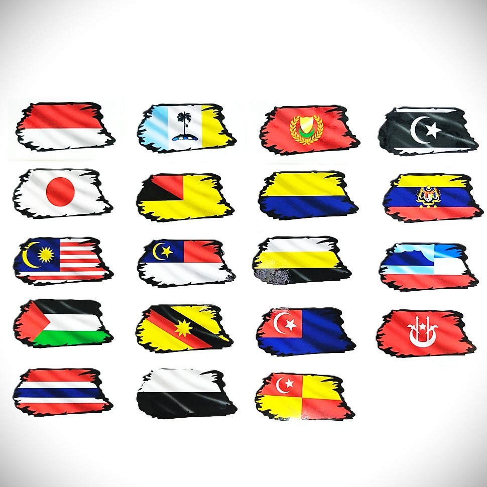 STICKER BENDERA MALAYSIA PALESTINE THAILAND SABAH KELANTAN SELANGOR JOHOR PERLIS KEDAH PERAK PAHANG