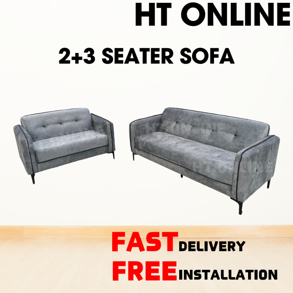 HT ONLINE 2+3 Sofa Murah / Ruang Tamu Sofa / Living Room Furniture / 3 Seater Sofa / Velvet Sofa