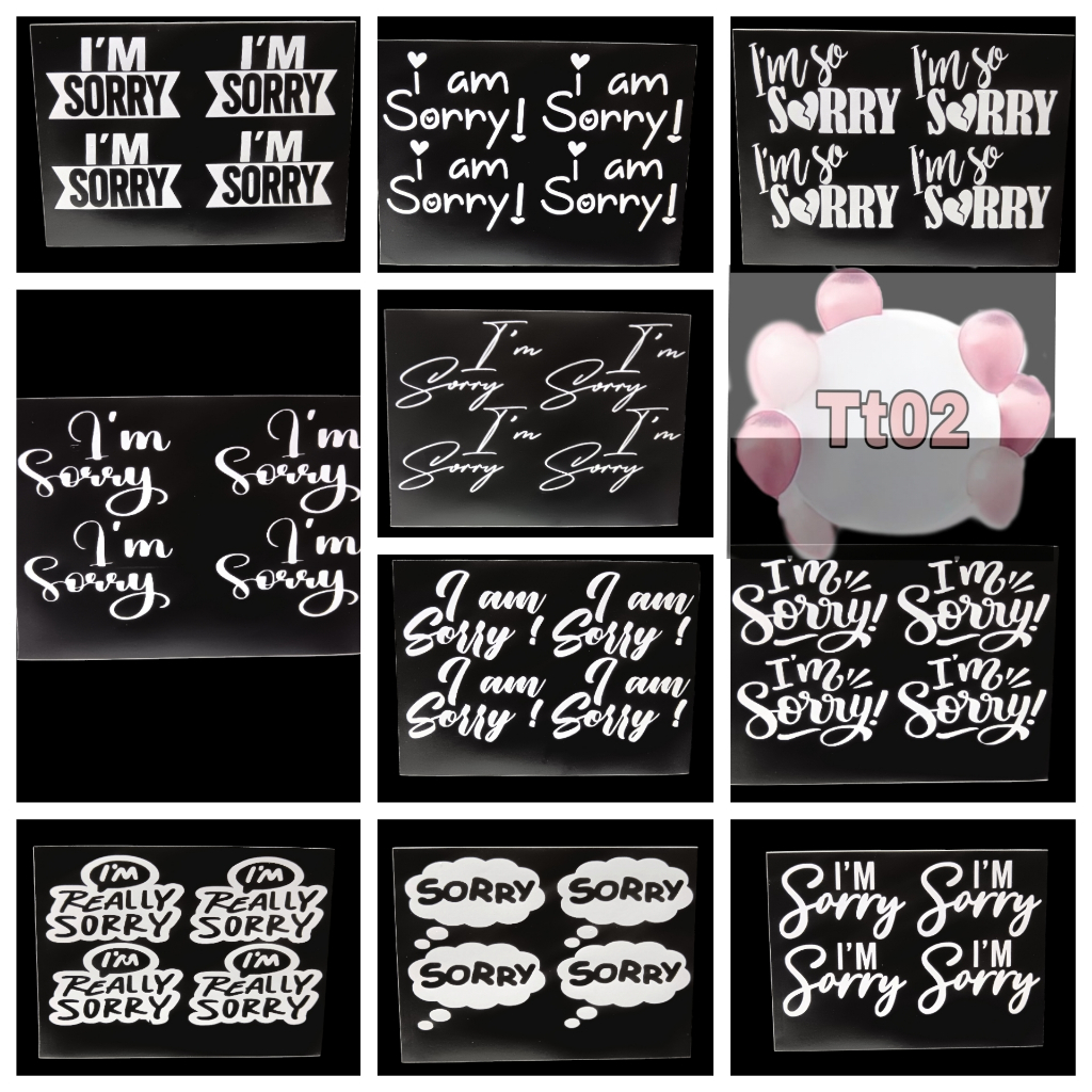 HALF A4 STICKER BALCK/WHITE IM SORRY FOR 10INCH/13INCH BOBO FOIL BALLOON