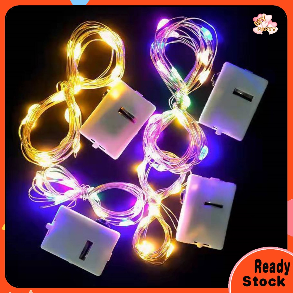 Ready Stock LED Battery Powered Mini LED Copper Wire String Fairy Light 1-3M Length/warm/colored