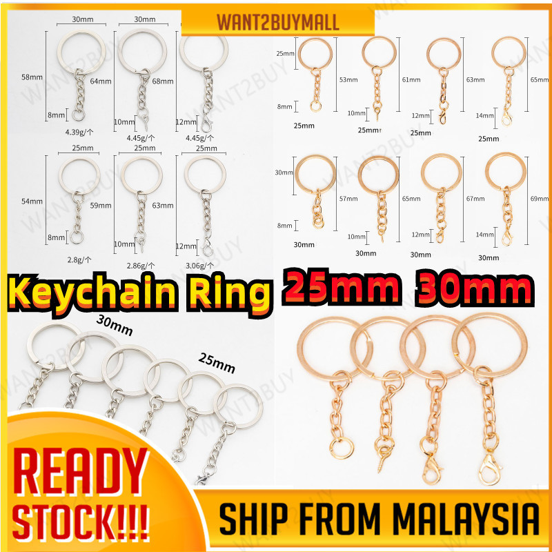 25/30mm Gold Silver DIY Metal Keychain Ring Holder Flat Head Circle Screw Clip Chain Split Hanging Metal Hook Buckle 钥匙圈