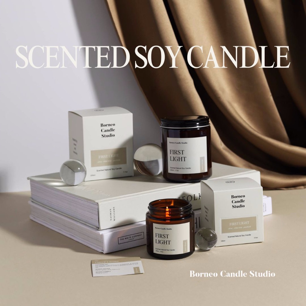 Borneo Candle Studio 100% Soy Wax Handpoured Scented Candle Lilin 100mL & 270mL (3.5oz & 7.7oz)