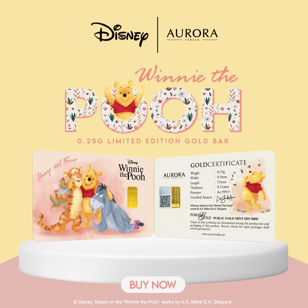 DISNEY X AURORA ITALIA (0.25g) 999.9 Winnie the Pooh Limited Edition Gold&hellip;